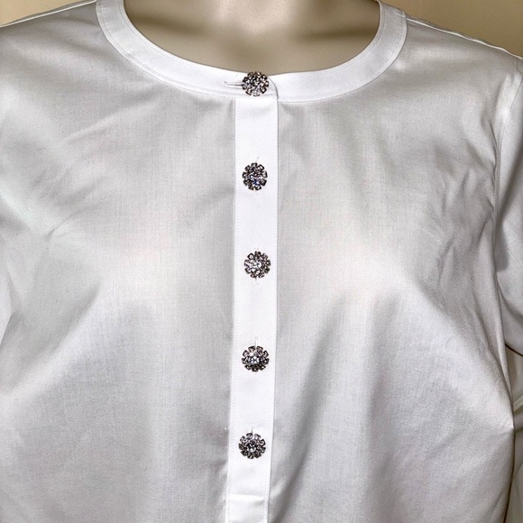 NWT Talbots White Long Sleeve Blouse with Decorative Buttons - Picture 3 of 8